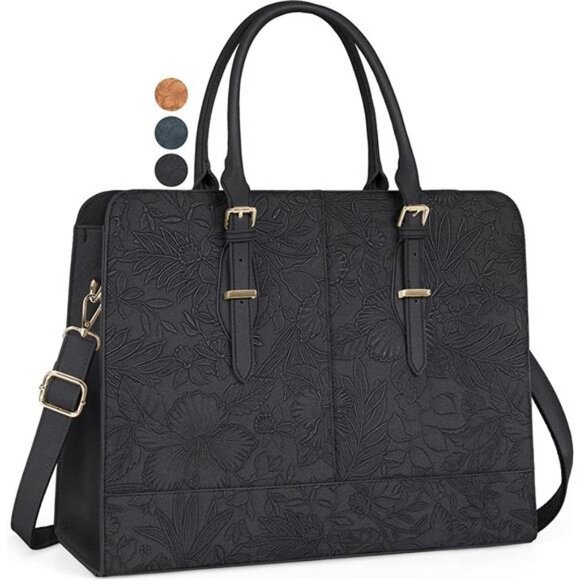 Laptop Bag for Women 15.6 inch Laptop Tote Bag Waterproof Leather Work Bag - Picture 1 of 6